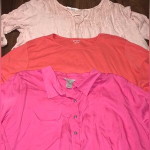 3 plus size tops 3X Pink and Coral Blouse Set 3X XXXL